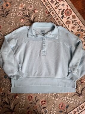 American Eagle Outfitters Light Blue Polo Collar Sweatshirt